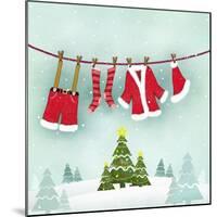Illustration of Santa Clothes Hanging Outside-null-Mounted Giclee Print