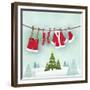 Illustration of Santa Clothes Hanging Outside-null-Framed Giclee Print