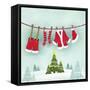 Illustration of Santa Clothes Hanging Outside-null-Framed Stretched Canvas