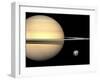 Illustration of Saturn and Earth to Scale-Stocktrek Images-Framed Photographic Print