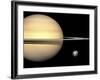 Illustration of Saturn and Earth to Scale-Stocktrek Images-Framed Photographic Print