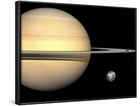 Illustration of Saturn and Earth to Scale-Stocktrek Images-Framed Photographic Print