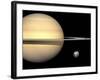 Illustration of Saturn and Earth to Scale-Stocktrek Images-Framed Photographic Print