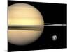 Illustration of Saturn and Earth to Scale-Stocktrek Images-Mounted Photographic Print