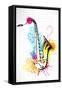 Illustration of Saxophone on Abstract Floral Background-vectomart-Framed Stretched Canvas