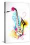 Illustration of Saxophone on Abstract Floral Background-vectomart-Stretched Canvas