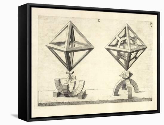 Illustration Of Sculpture. Geometric Designs Illustrating Euclidian Principles Of Geometry.-Wenzel Jamnitzer-Framed Stretched Canvas