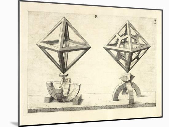 Illustration Of Sculpture. Geometric Designs Illustrating Euclidian Principles Of Geometry.-Wenzel Jamnitzer-Mounted Giclee Print