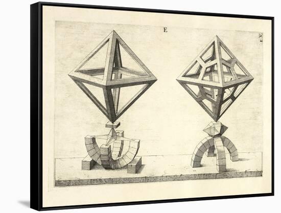 Illustration Of Sculpture. Geometric Designs Illustrating Euclidian Principles Of Geometry.-Wenzel Jamnitzer-Framed Stretched Canvas