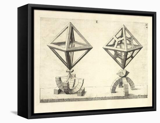 Illustration Of Sculpture. Geometric Designs Illustrating Euclidian Principles Of Geometry.-Wenzel Jamnitzer-Framed Stretched Canvas
