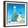 Illustration of Snowman Next to a Chirstmas Tree-null-Framed Giclee Print