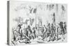 Illustration of Soldiers and Rebels Fighting in Street-null-Stretched Canvas