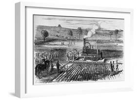 Illustration of Steam Engine Ploughing a Field at Grimsthorpe-null-Framed Giclee Print