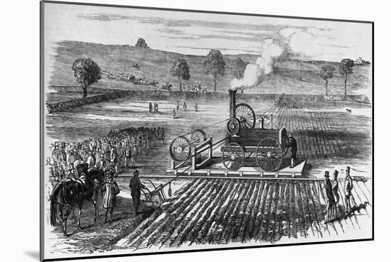 Illustration of Steam Engine Ploughing a Field at Grimsthorpe-null-Mounted Giclee Print