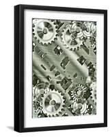 Illustration Of Steampunk Inspired Cogs And Clockwork-clearviewstock-Framed Art Print