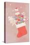 Illustration of Stocking Full of Christmas Items-null-Stretched Canvas