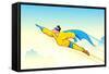 Illustration of Superhero Wearing Cape Flying in Sky-vectomart-Framed Stretched Canvas
