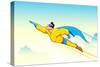 Illustration of Superhero Wearing Cape Flying in Sky-vectomart-Stretched Canvas