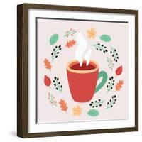 Illustration of Tea in Autumn Leaves-cosmaa-Framed Art Print