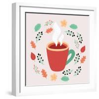 Illustration of Tea in Autumn Leaves-cosmaa-Framed Art Print