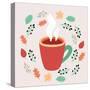 Illustration of Tea in Autumn Leaves-cosmaa-Stretched Canvas