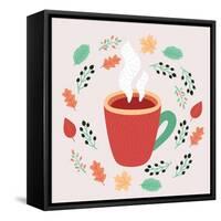 Illustration of Tea in Autumn Leaves-cosmaa-Framed Stretched Canvas