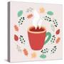 Illustration of Tea in Autumn Leaves-cosmaa-Stretched Canvas