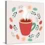 Illustration of Tea in Autumn Leaves-cosmaa-Stretched Canvas