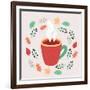 Illustration of Tea in Autumn Leaves-cosmaa-Framed Art Print