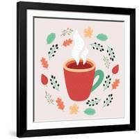 Illustration of Tea in Autumn Leaves-cosmaa-Framed Art Print
