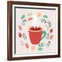 Illustration of Tea in Autumn Leaves-cosmaa-Framed Art Print