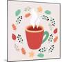 Illustration of Tea in Autumn Leaves-cosmaa-Mounted Premium Giclee Print