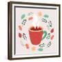 Illustration of Tea in Autumn Leaves-cosmaa-Framed Premium Giclee Print