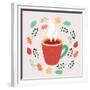 Illustration of Tea in Autumn Leaves-cosmaa-Framed Premium Giclee Print