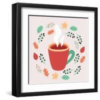 Illustration of Tea in Autumn Leaves-cosmaa-Framed Art Print