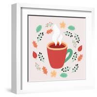 Illustration of Tea in Autumn Leaves-cosmaa-Framed Art Print