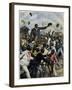 Illustration of the Arrival of the Boxer, Jack Johnson in Chicago in 1910 by Achille Beltrame-Stefano Bianchetti-Framed Giclee Print