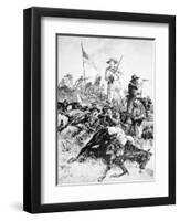 Illustration of the Battle of Little Bighorn, 25th June, 1876 (Litho)-Alfred R. Waud-Framed Premium Giclee Print