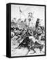 Illustration of the Battle of Little Bighorn, 25th June, 1876 (Litho)-Alfred R. Waud-Framed Stretched Canvas