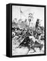 Illustration of the Battle of Little Bighorn, 25th June, 1876 (Litho)-Alfred R. Waud-Framed Stretched Canvas