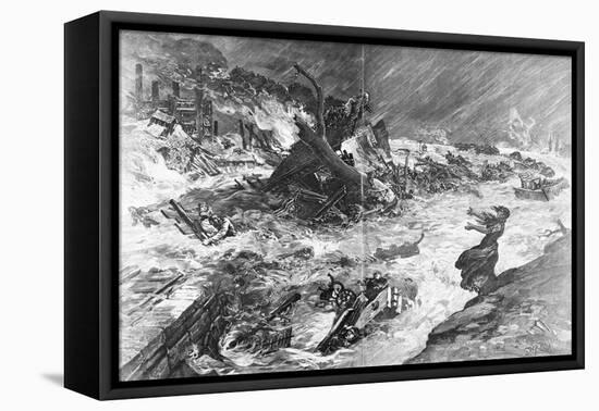 Illustration of the Bridge Washed Away during the Johnstown Flood-null-Framed Stretched Canvas