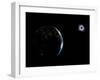 Illustration of the City Lights on a Dark Earth During a Solar Eclipse-Stocktrek Images-Framed Photographic Print