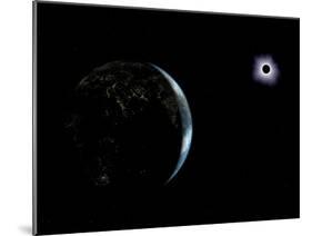 Illustration of the City Lights on a Dark Earth During a Solar Eclipse-Stocktrek Images-Mounted Photographic Print