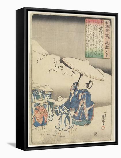 Illustration of the Emperor Koko's Poem, C. 1840-1842-Utagawa Kuniyoshi-Framed Stretched Canvas
