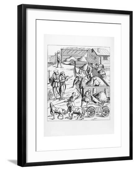 Illustration of the Extraction and Transport of Metals after a 16th-Century Woodcut--Framed Giclee Print