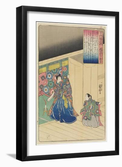 Illustration of the Gon Chu-Nagon Atsutada's Poem, C. 1840-1842-Utagawa Kuniyoshi-Framed Giclee Print