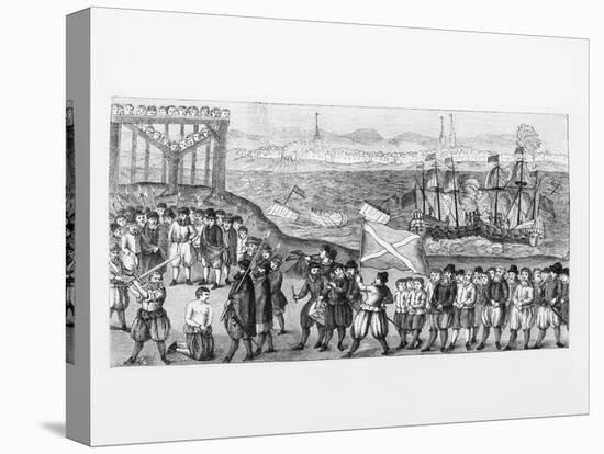 Illustration of the Hanging of the Pirate Klaus Stoertebeker and 70 Accomplices in Hamburg, 1401-null-Stretched Canvas