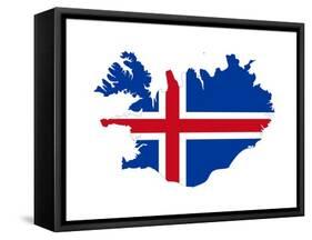 Illustration Of The Iceland Flag On Map Of Country; Isolated On White Background-Speedfighter-Framed Stretched Canvas