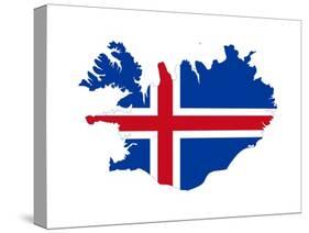 Illustration Of The Iceland Flag On Map Of Country; Isolated On White Background-Speedfighter-Stretched Canvas