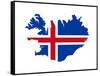 Illustration Of The Iceland Flag On Map Of Country; Isolated On White Background-Speedfighter-Framed Stretched Canvas
